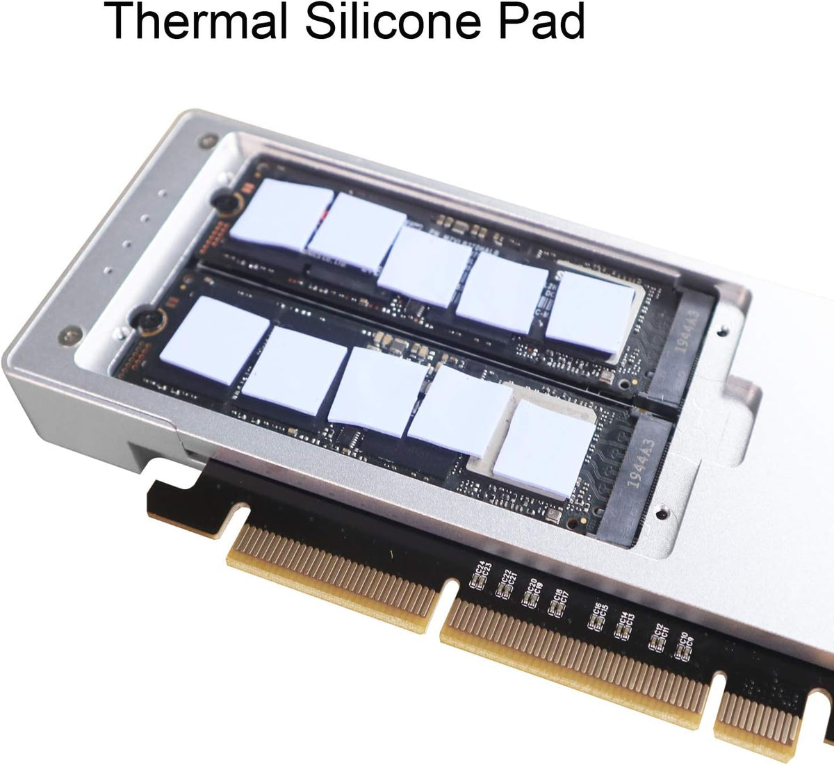 4-Bay M.2 NVME Adapter, PCIE 3.0 X8 Bandwidth, Full Aluminum Panel with Built-in Fan I528