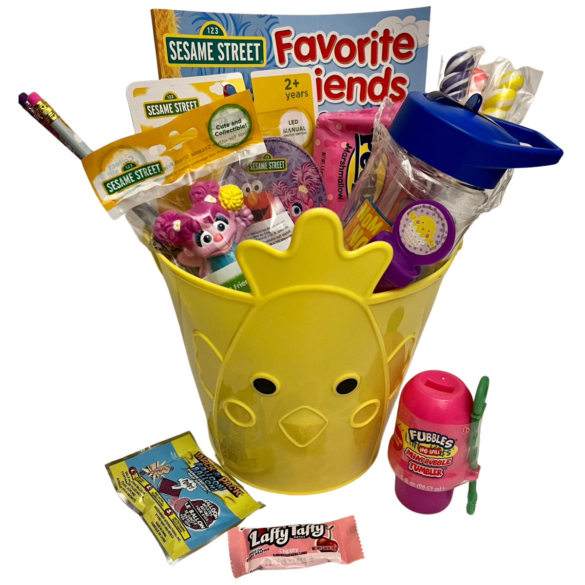 Sesame Street Easter Basket with Collectible Toy Tumbler Led Night Light Coloring Book Bubbles Candies X49045
