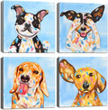 Abstract Puppy Artwork Dog Painting Canvas Gallery Wrapped 12x12inch 4 Panel U843895
