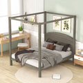 Wood Queen Size Canopy Bed with Headboard V3128