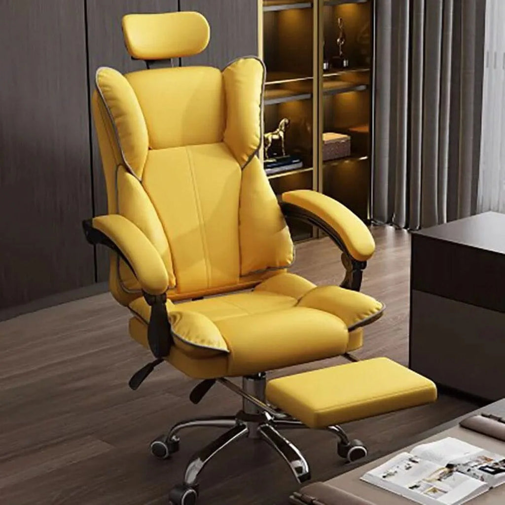 Leather Office Chair with Footrest and Wheels T4991