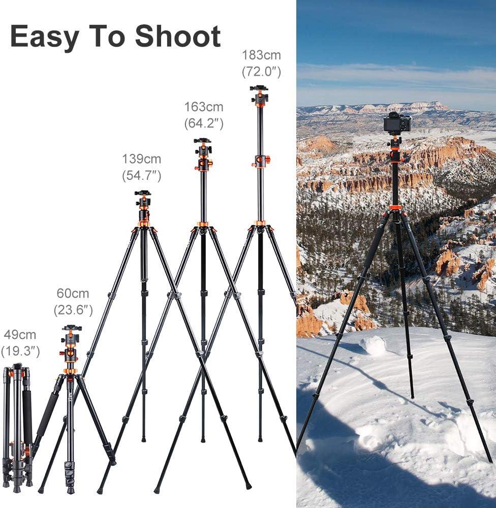 72 inch Aluminium Camera Tripod with 360 Degree Ball Head T400