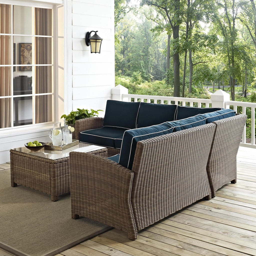 4Pc Outdoor Wicker Sectional Set with Glass Top Coffee Table P2939