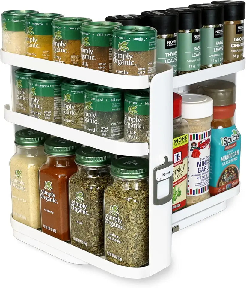 Cabinet Caddy Spice Rack Organizer with 3 Adjustable Shelves Y93253