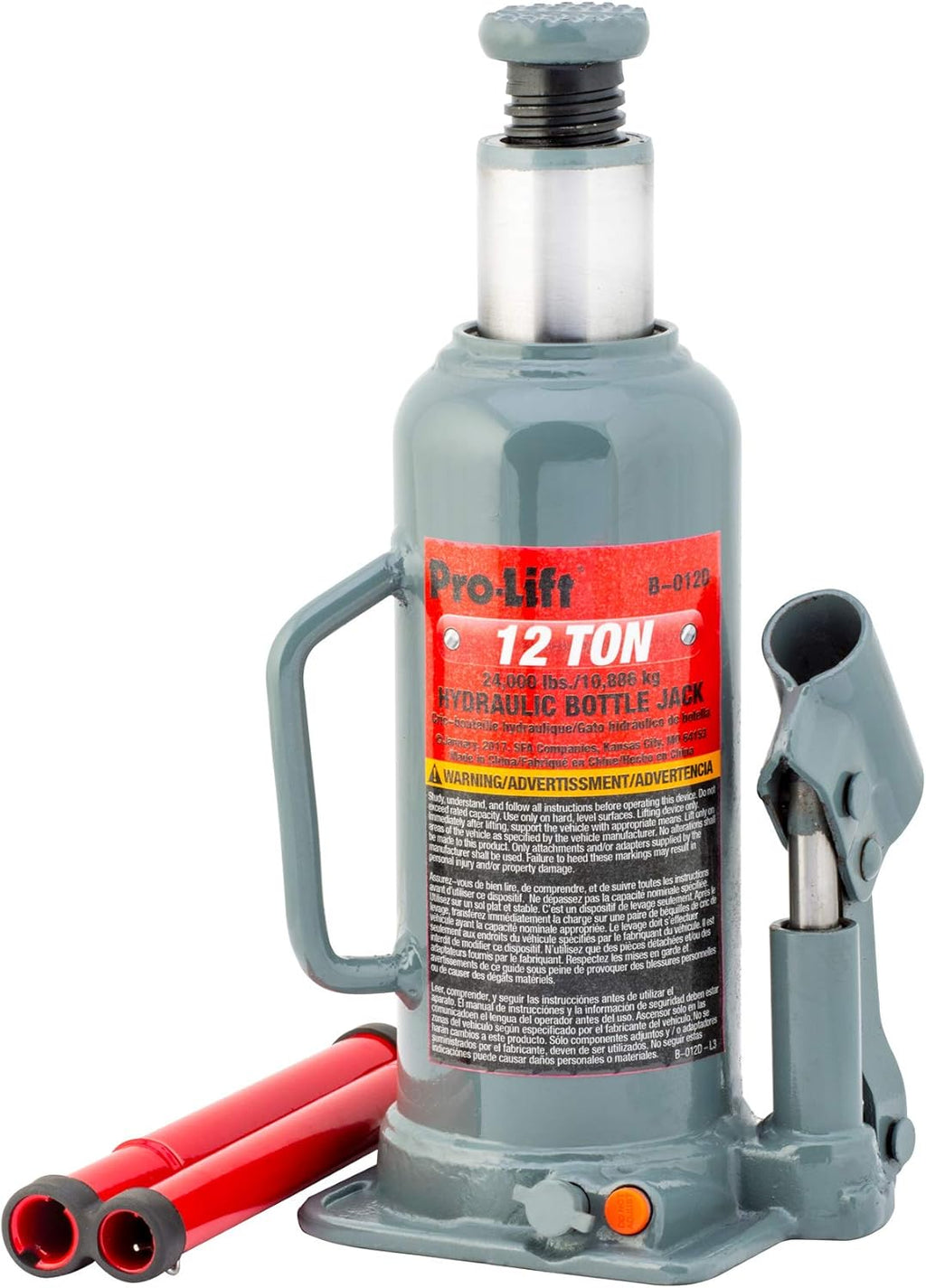 Grey Hydraulic Bottle Jack 12 Ton Capacity Pack of 2 Y550