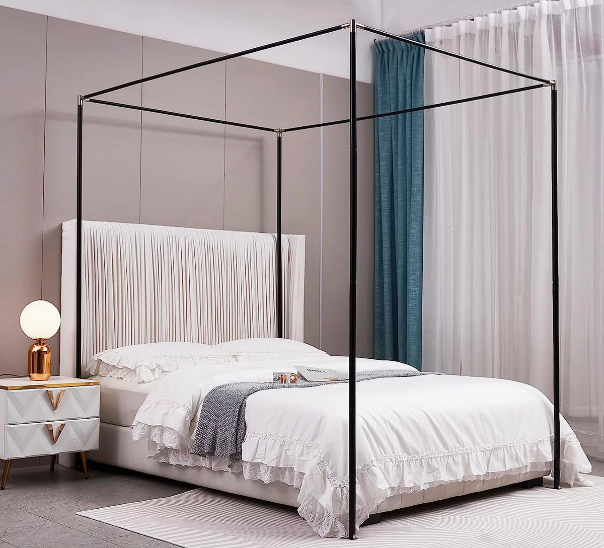 Queen Size Black Canopy Bed Frame S227808