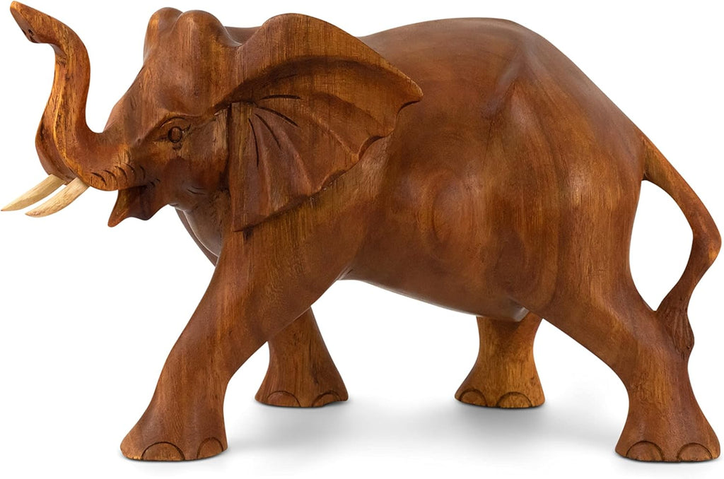 12 Large Hand Carved Wooden Elephant Statue Figurine L484