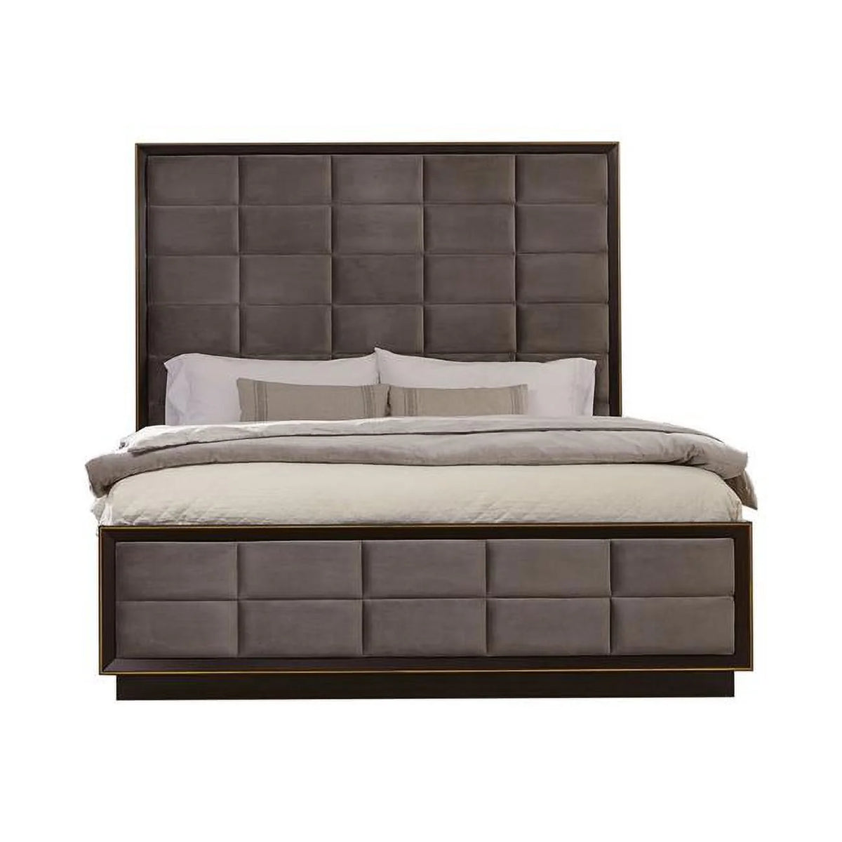 Tufted Gray Upholstery California King Size Bed D7890