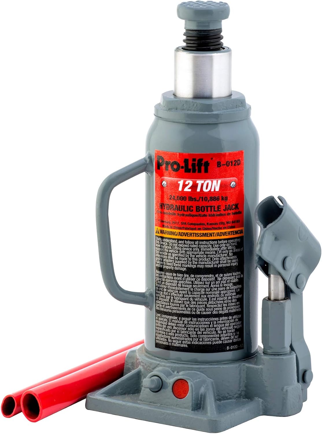 Grey Hydraulic Bottle Jack 12 Ton Capacity Pack of 2 Y550
