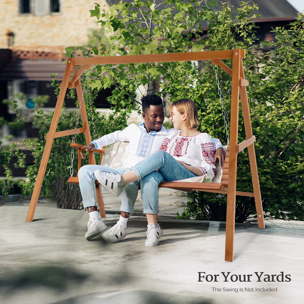 Heavy Duty 660 LBS A-Frame Fir Wood Patio Swing Stand X84077