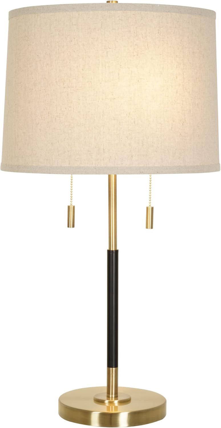 Black & Antique Brass 2-Light Table Lamp I735