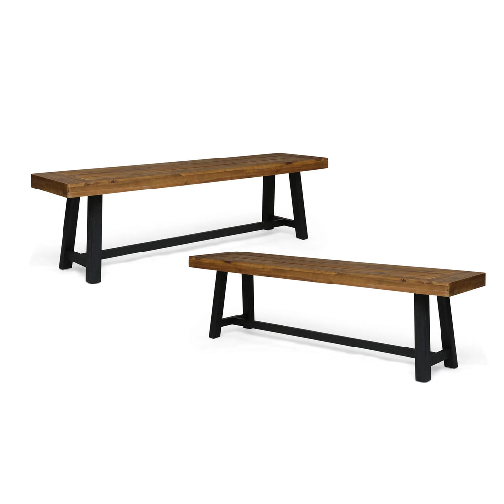Acacia Wood Outdoor Bench Set of 2 M5236