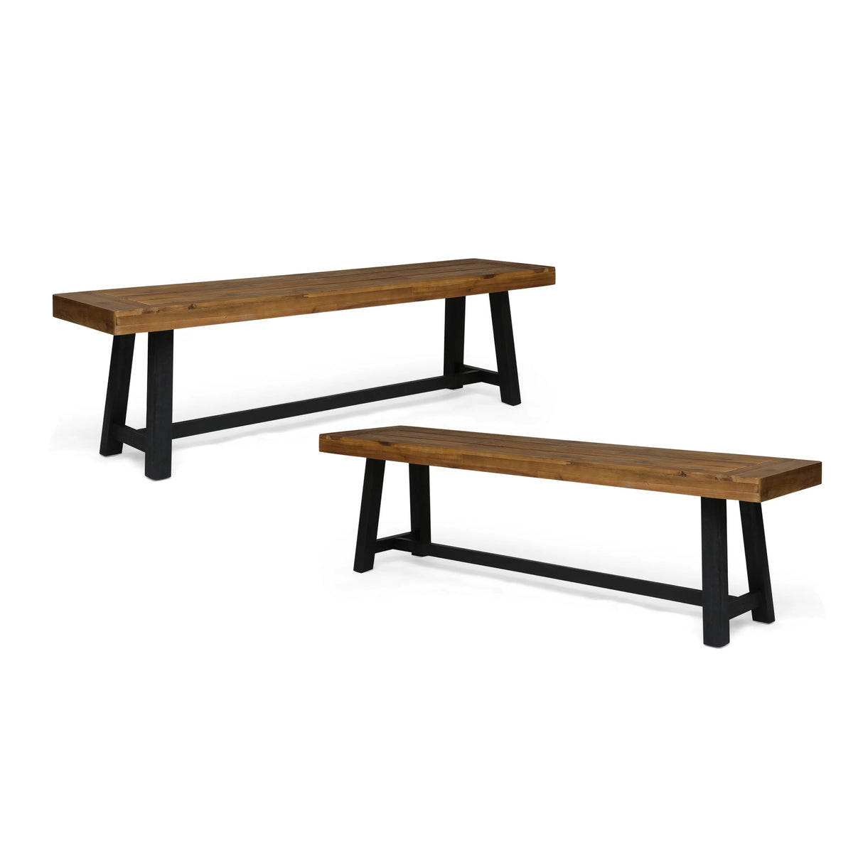 Acacia Wood Outdoor Bench Set of 2 M5236