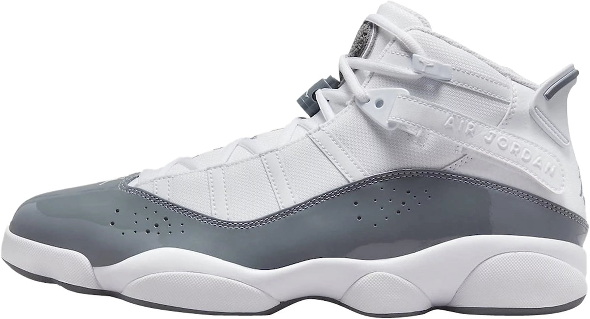 White Gray Leather Basketball Shoes I6408