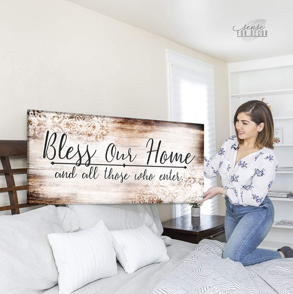 Rustic Wooden Framed Canvas Home Decor (Brown, 42x19) G810