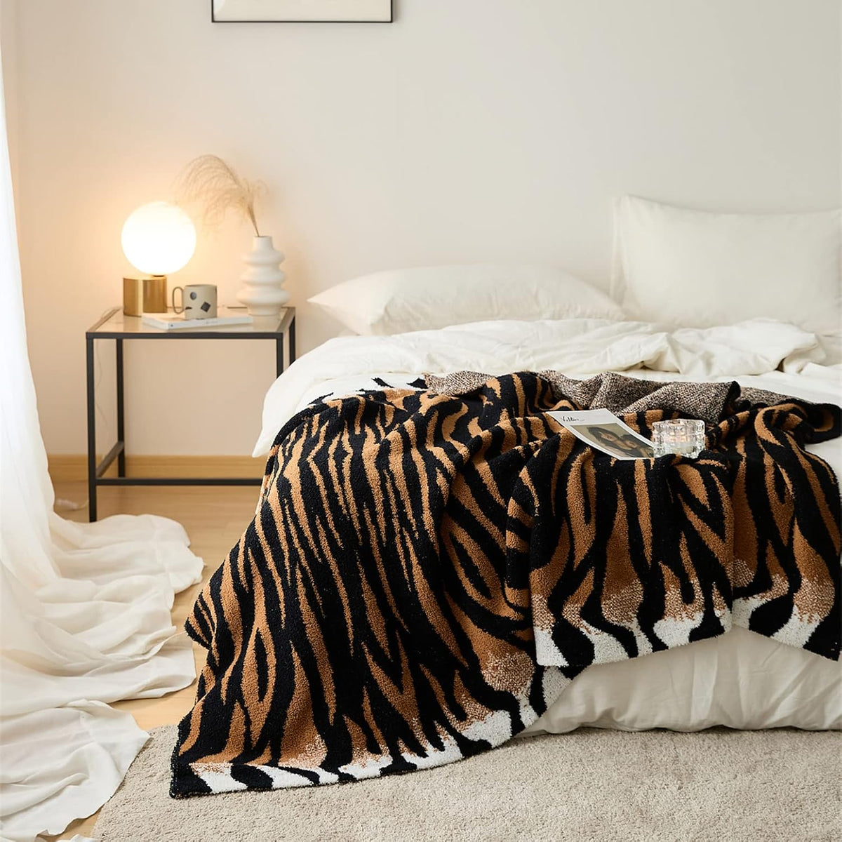 Leopard Cable Knitted Throw Blanket L4245