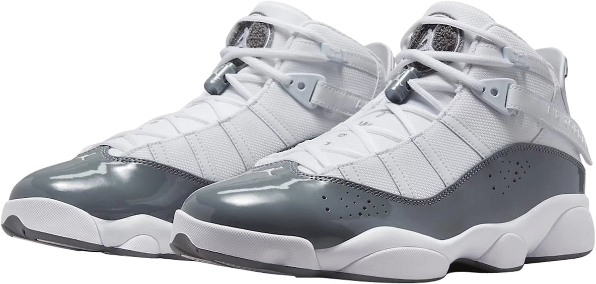 White Gray Leather Basketball Shoes I6408