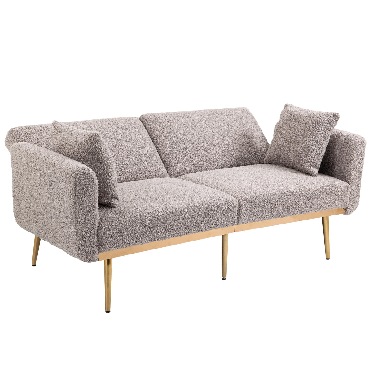Gray Teddy Futon Sofa Bed Sleeper with Metal Legs H136