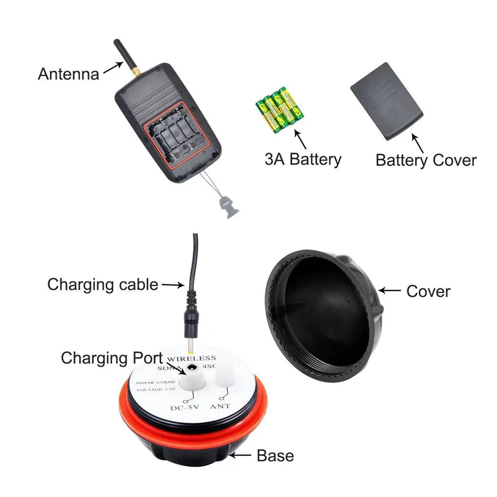 Portable Wireless Sonar Sensor Fishfinder Depth Locator LCD Display Z558