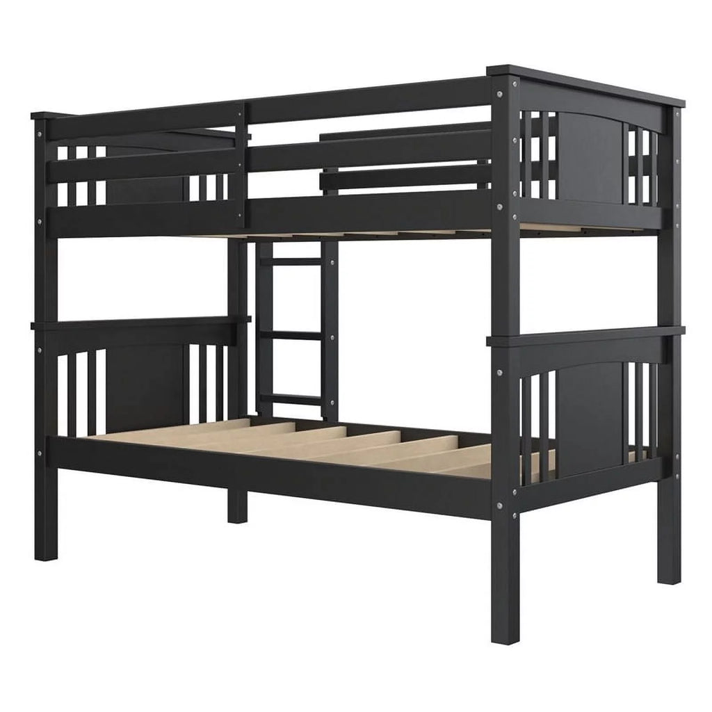 Black Twin Over Twin Wood Bunk Bed Z909