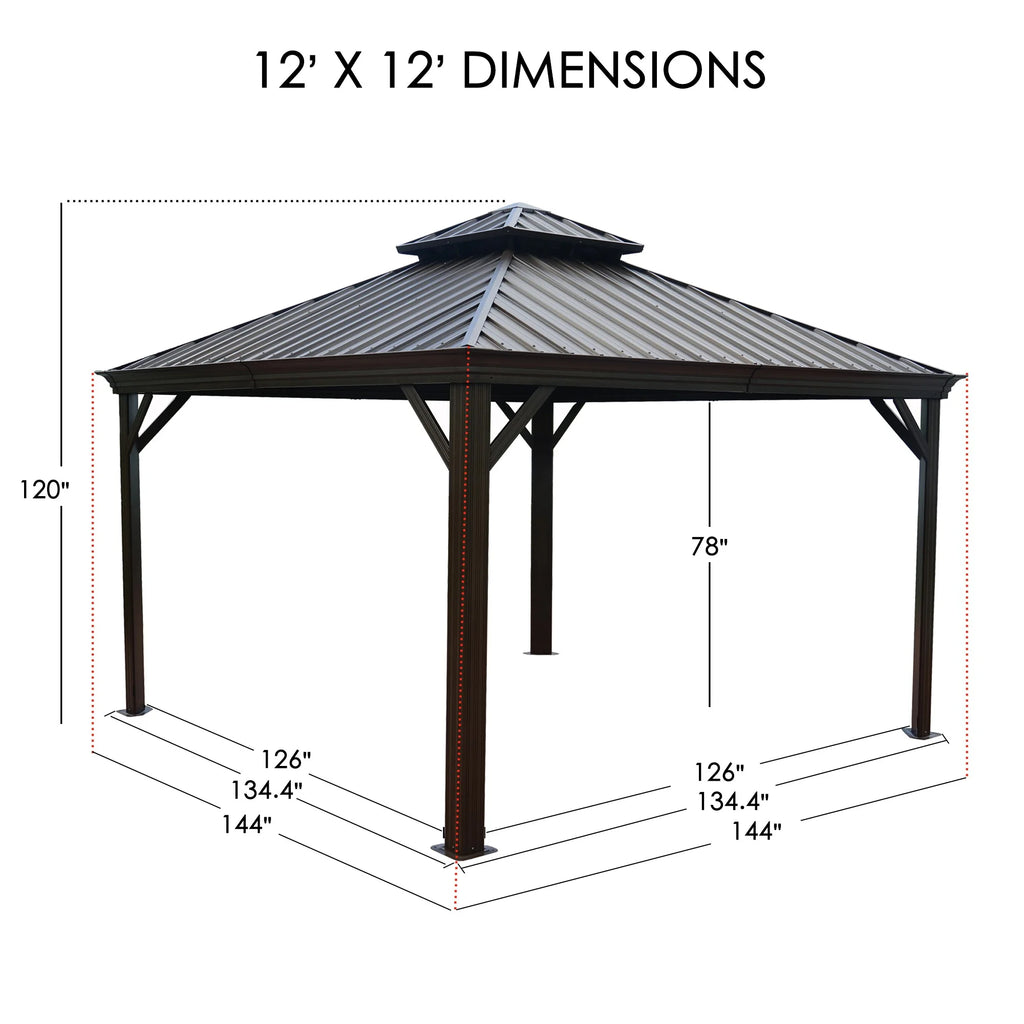 Hardtop Aluminum Gazebo with Mosquito Net and Privacy Sidewalls P6304