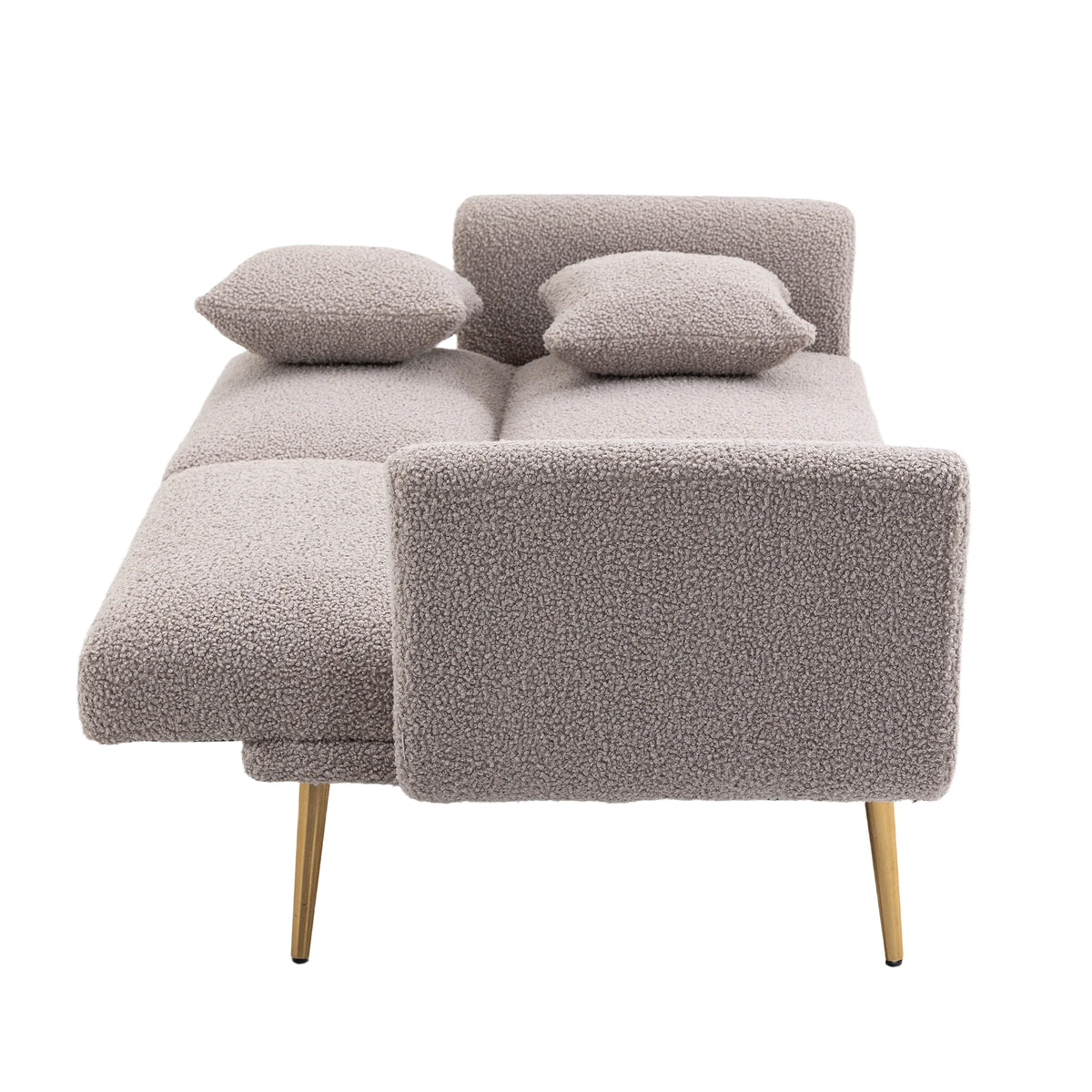 Gray Teddy Futon Sofa Bed Sleeper with Metal Legs H136