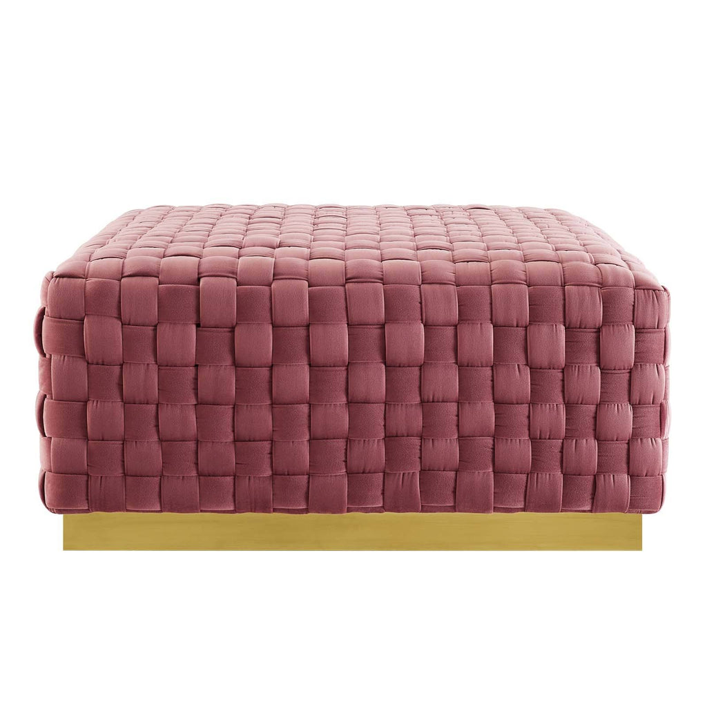 Gray Square Velvet Ottoman U184