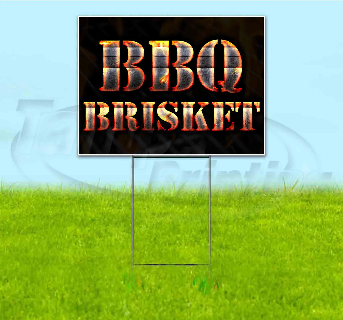BBQ Brisket 18" x 24" Yard Sign with Metal Step Stake Q7953