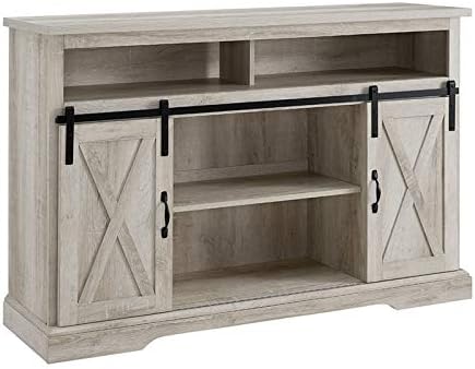 White Wood TV Stand Storage Cabinet O613219