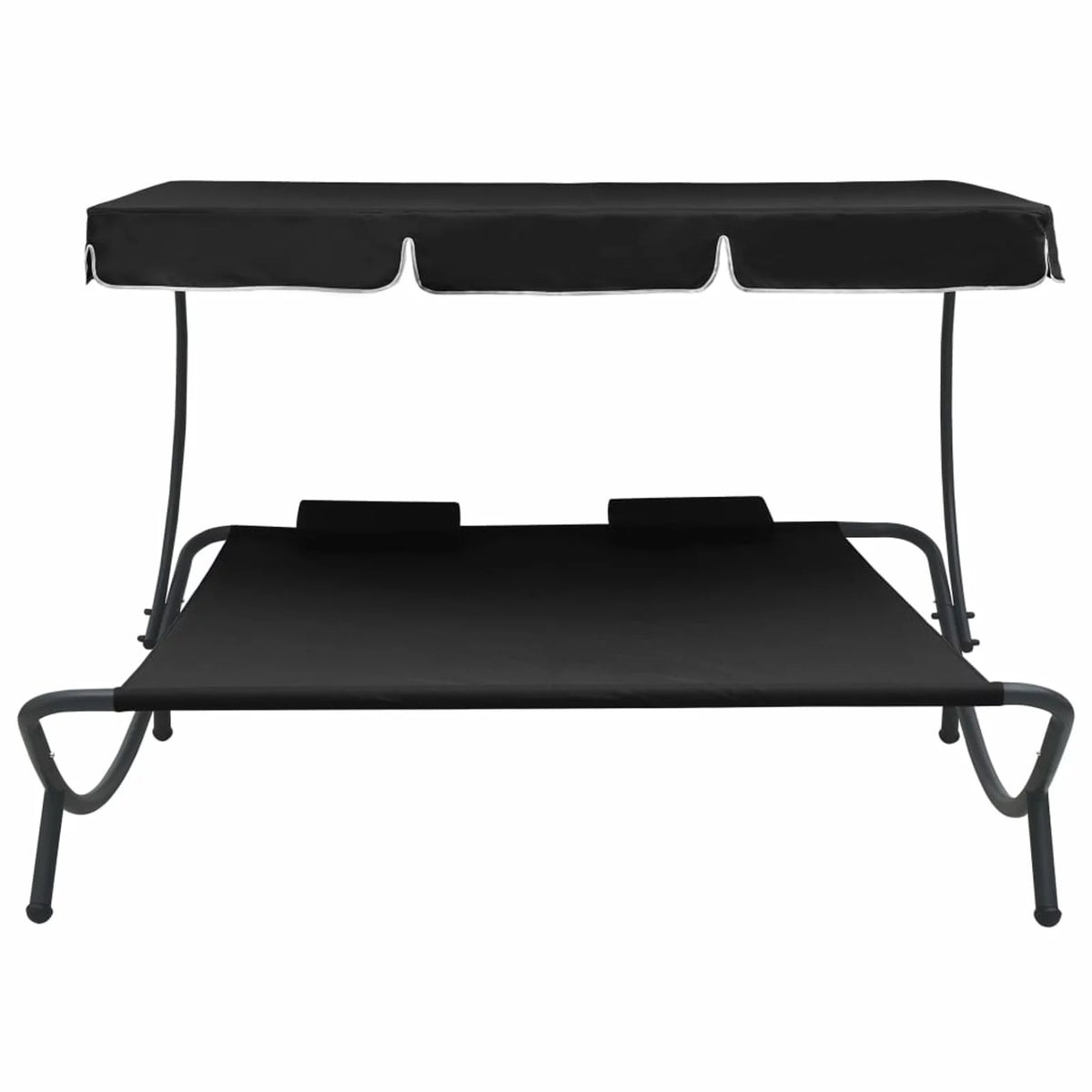 Outdoor Bed with Canopy and Pillows Black V406146