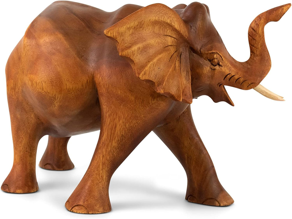 12 Large Hand Carved Wooden Elephant Statue Figurine L484