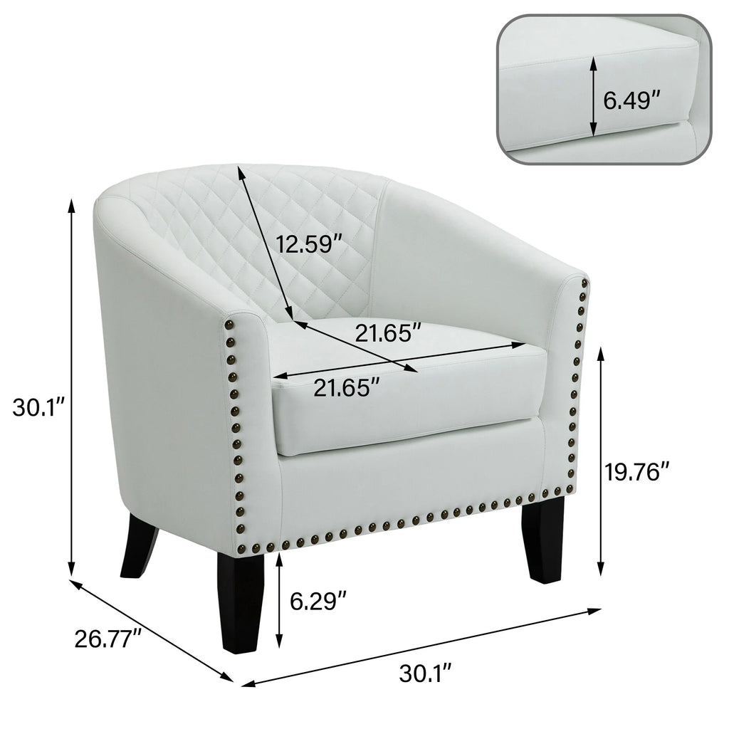Faux Leather Accent Barrel Chair Set of 2 White C74057