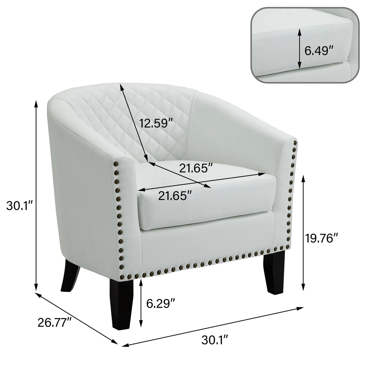 Faux Leather Accent Barrel Chair Set of 2 White C74057
