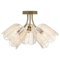 Gold and White Rattan and Metal Ceiling Light C605210