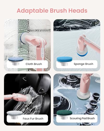 Electric Spin Scrubber with 8 Brush Heads and Long Handle R45094