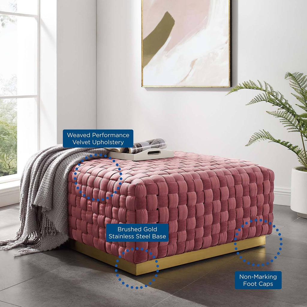 Gray Square Velvet Ottoman U184