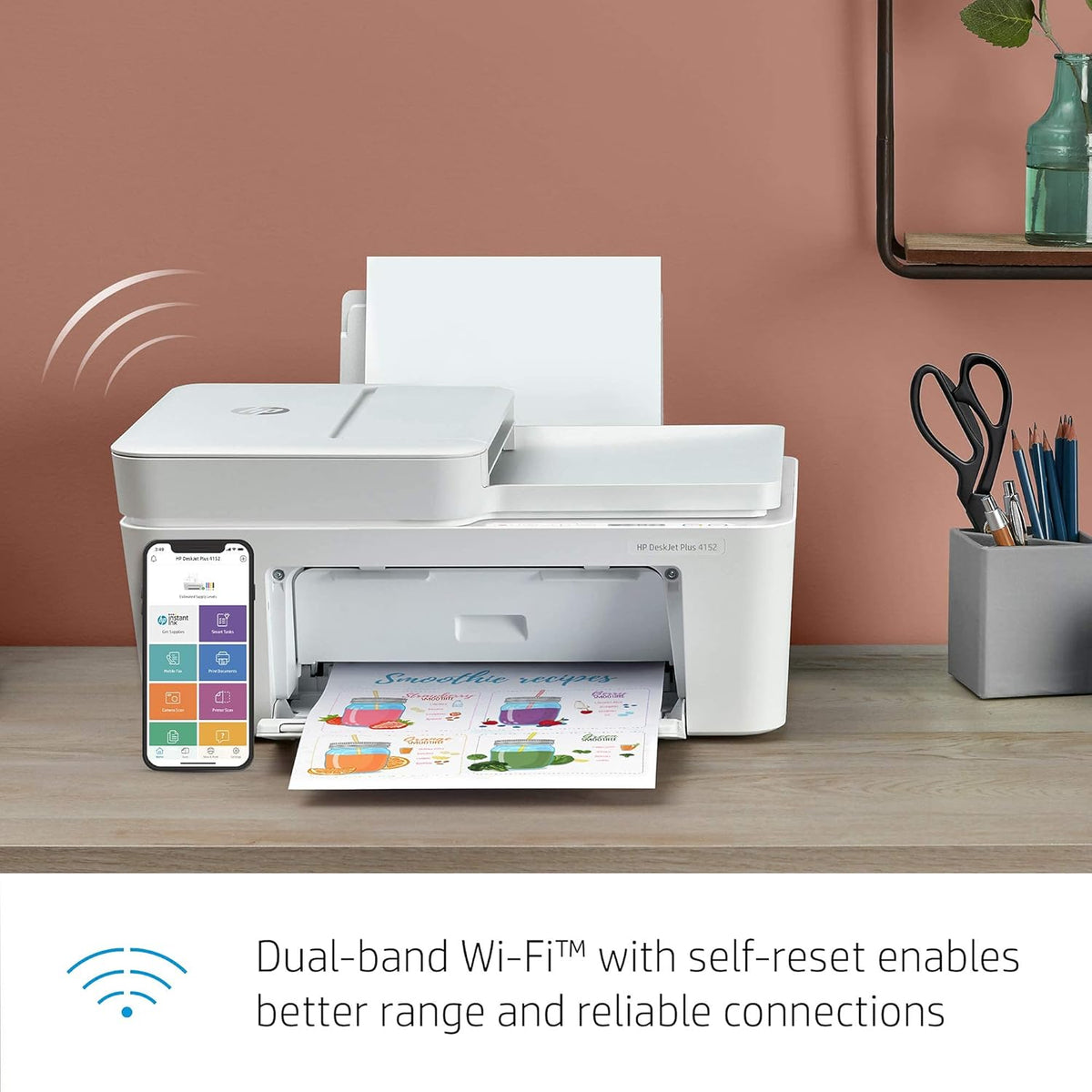 Renewed HP DeskJet Plus 4152 Wireless All-in-One Color Inkjet Printer C703