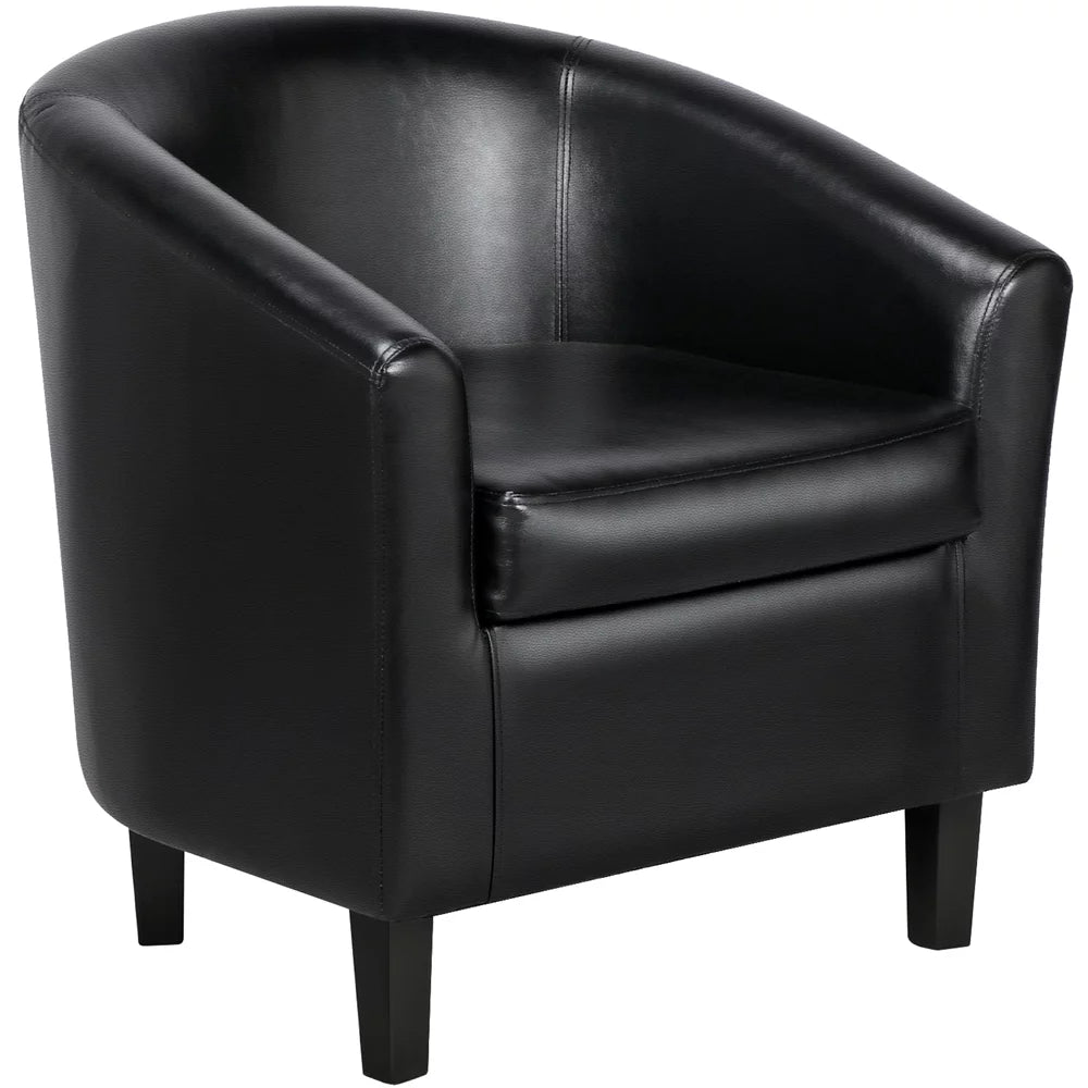 Faux Leather Tub Chair with Ottoman, Black K42671