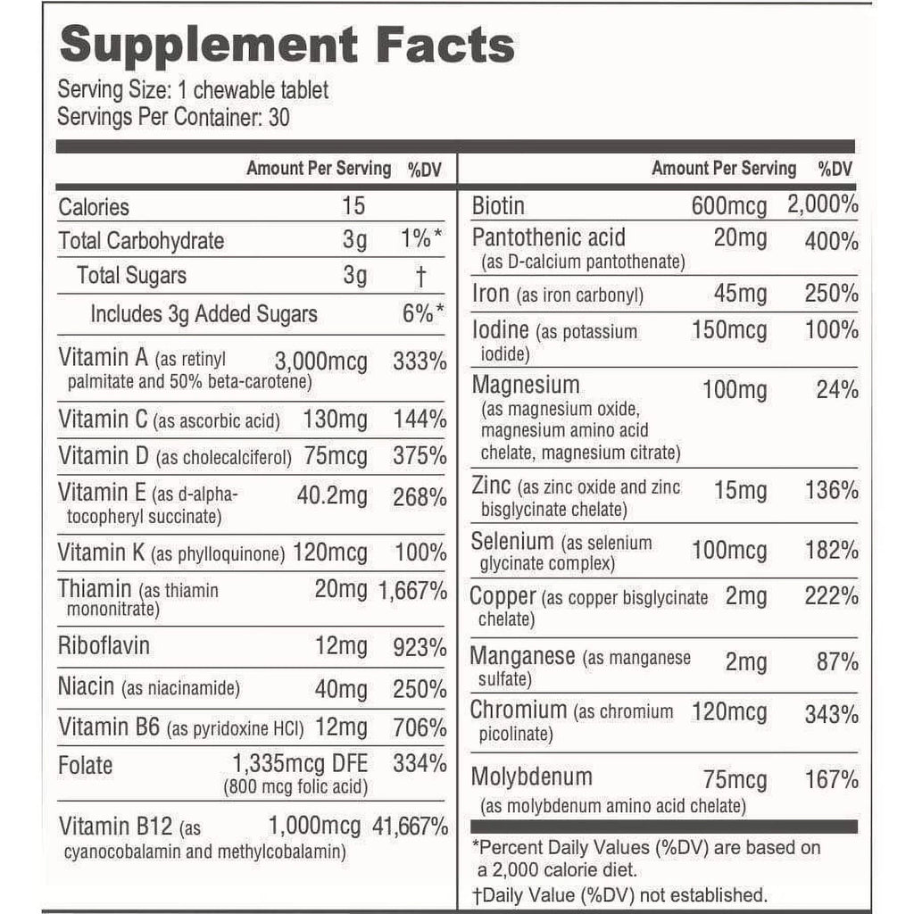 Chewable Bariatric Multivitamin with Iron and Calcium Citrate J166132