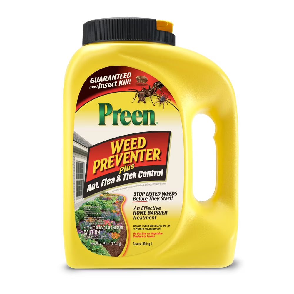 Preen Weed Preventer Plus Ant, Flea & Tick Control - 4.25 lb. Bottle - Covers 1,000 Sq. ft. T7780