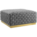 Gray Square Velvet Ottoman U184