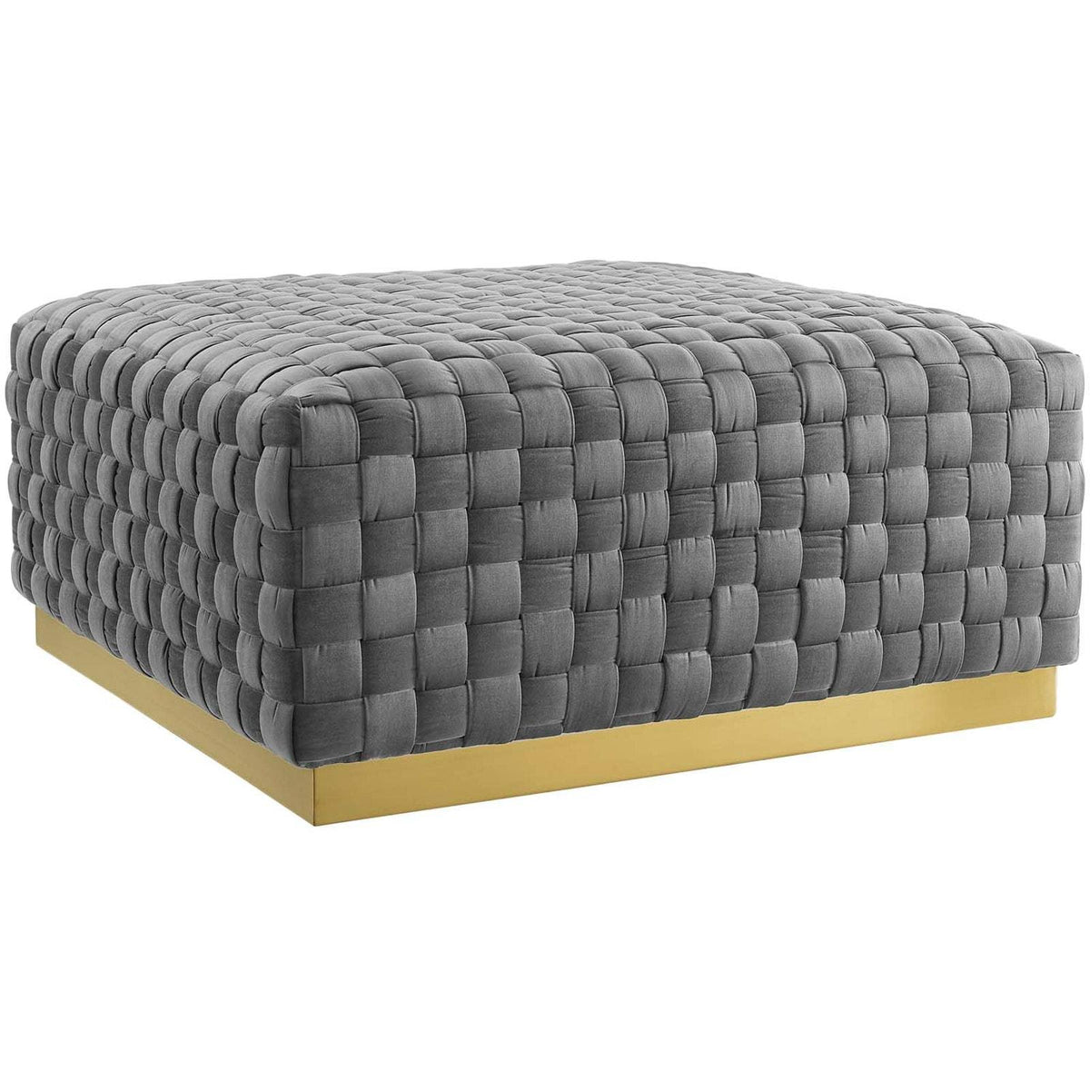 Gray Square Velvet Ottoman U184