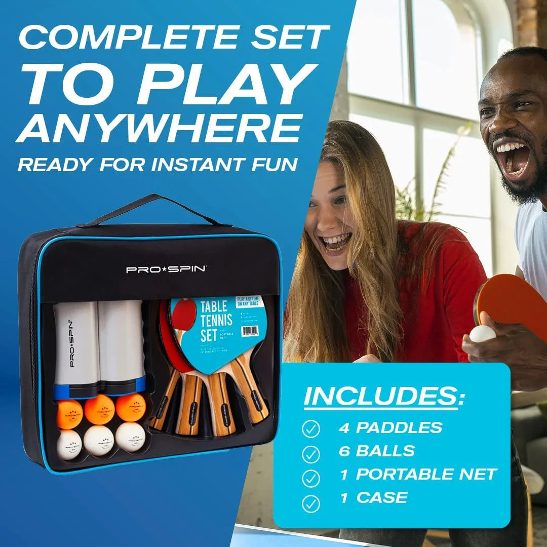 Portable Ping Pong Set with Retractable Net, 4-Player Set P876