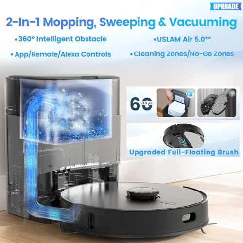 Robot Vacuum and Mop Combo, Self-Emptying, 180mins Runtime, Home Mapping O6630