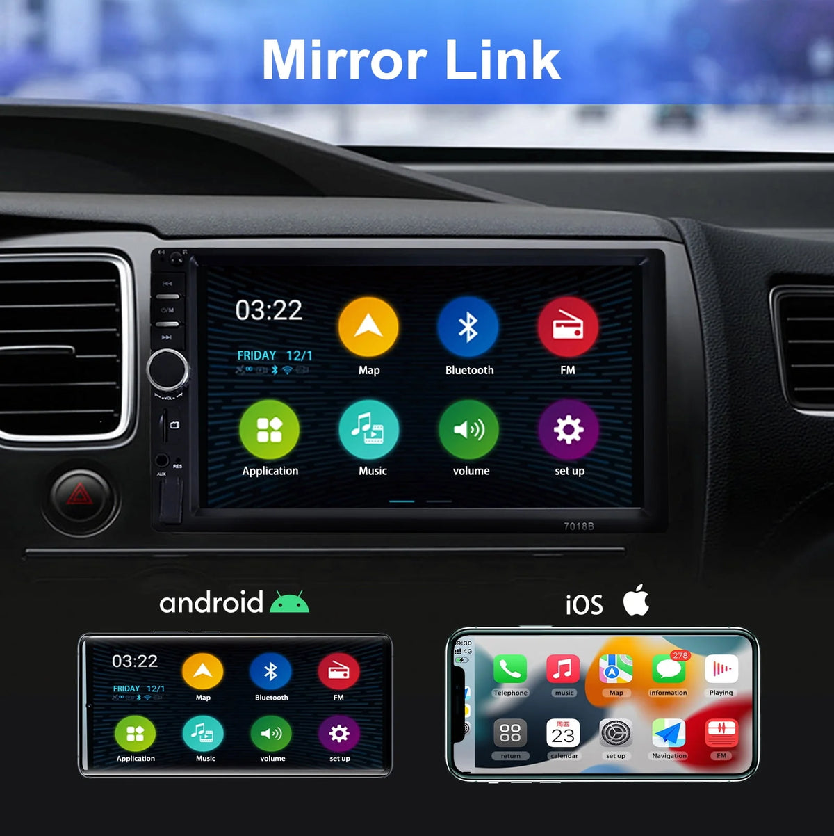 Double DIN Car Stereo with 4 LED Rearview Camera M5700