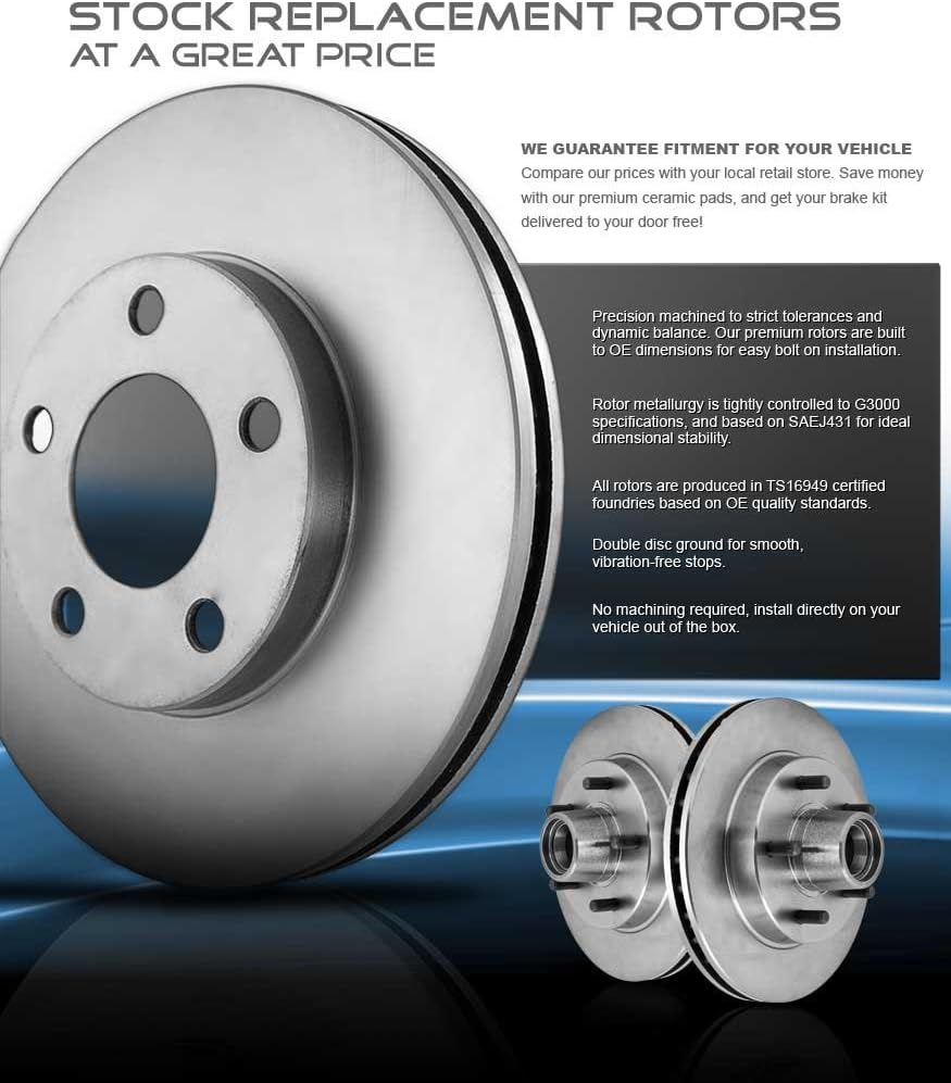 Premium 5 Lug Brake Disc Rotors with Ceramic Brake Pads and Clips P72510