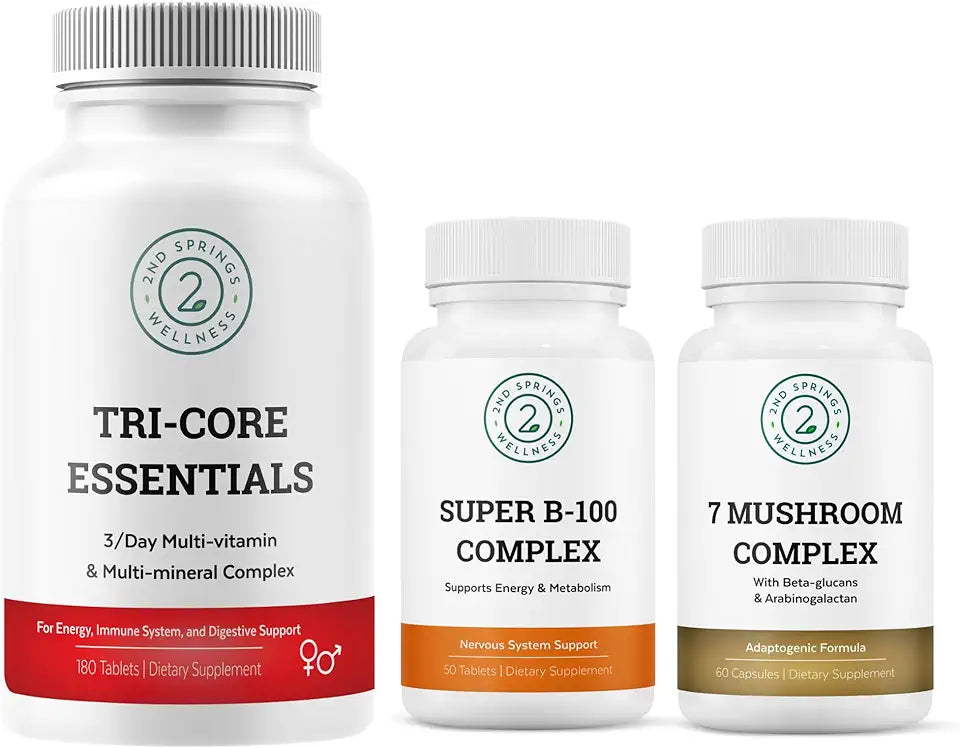 B-100 Complex + 7 Organic Mushroom Complex + Multivitamin Multimineral Complex Bundle B489