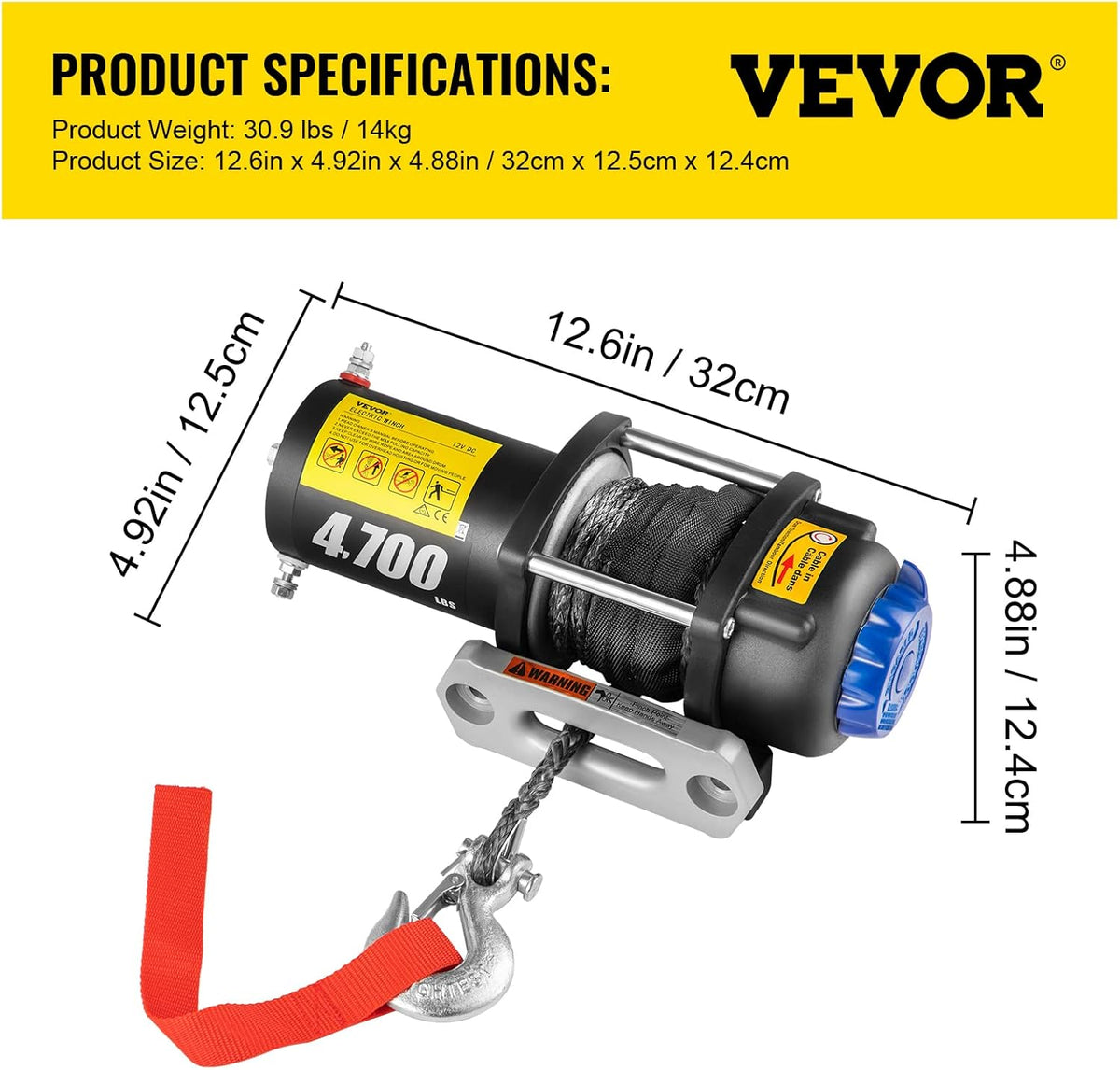 4700 lbs Capacity Electric Winch with Synthetic Rope and Wireless Remote Y591085