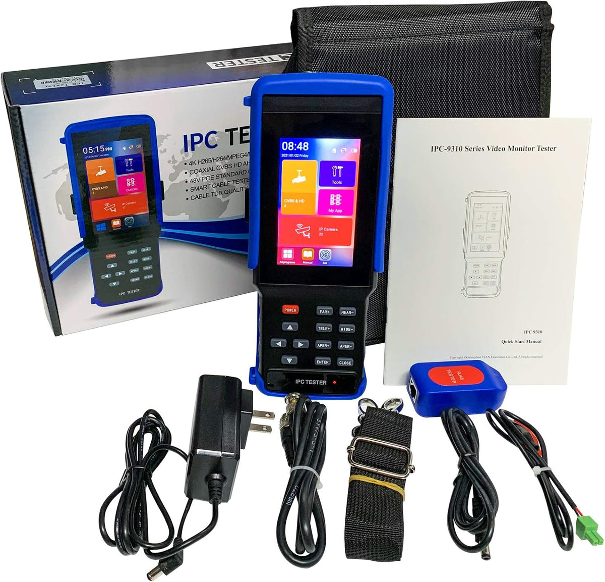 8MP AHD CVI TVI CVBS IP Camera Tester with 4 inch Touch Screen R333