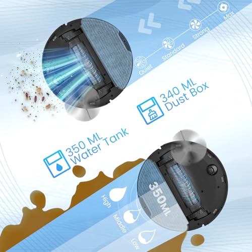 Robot Vacuum and Mop Combo, Self-Emptying, 180mins Runtime, Home Mapping O6630